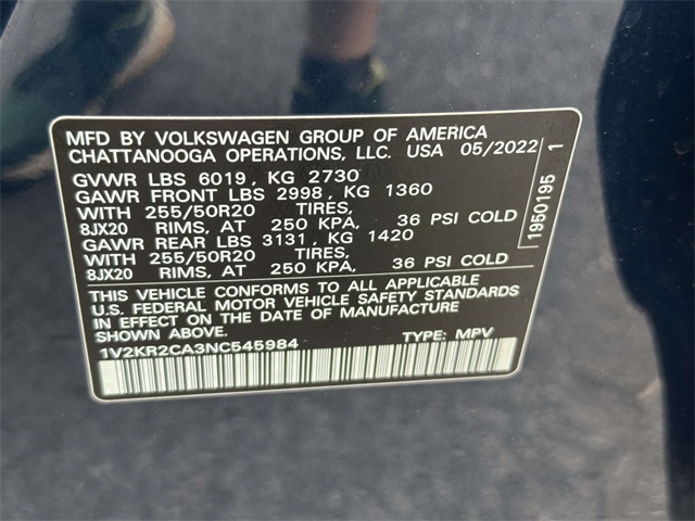 used 2022 Volkswagen Atlas car, priced at $31,945