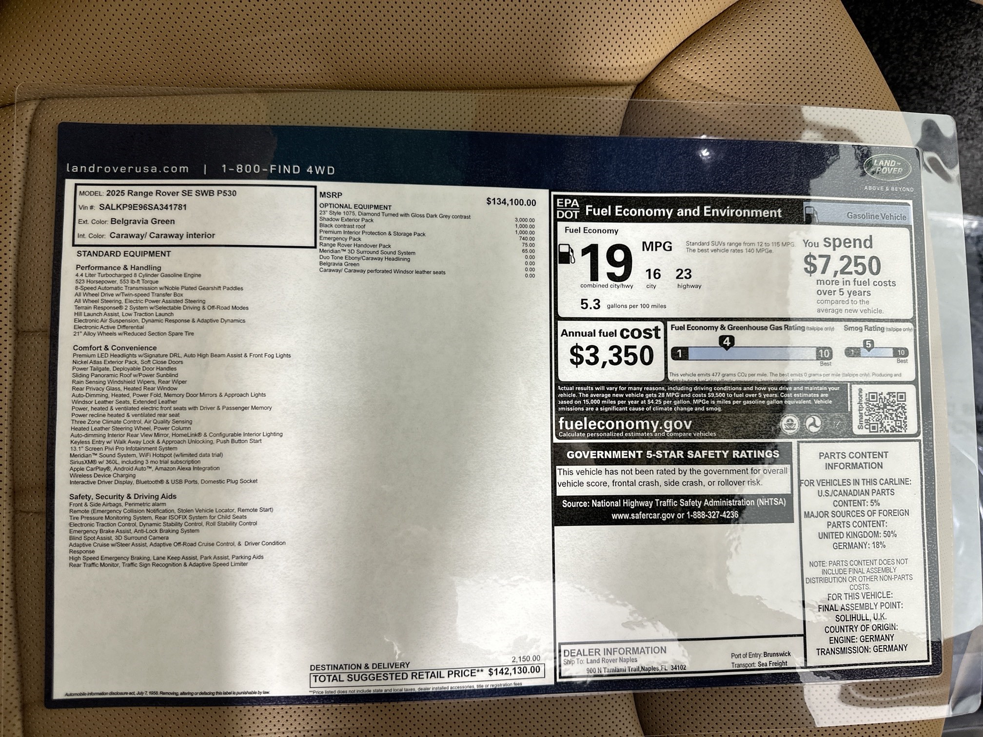 new 2025 Land Rover Range Rover car, priced at $142,130