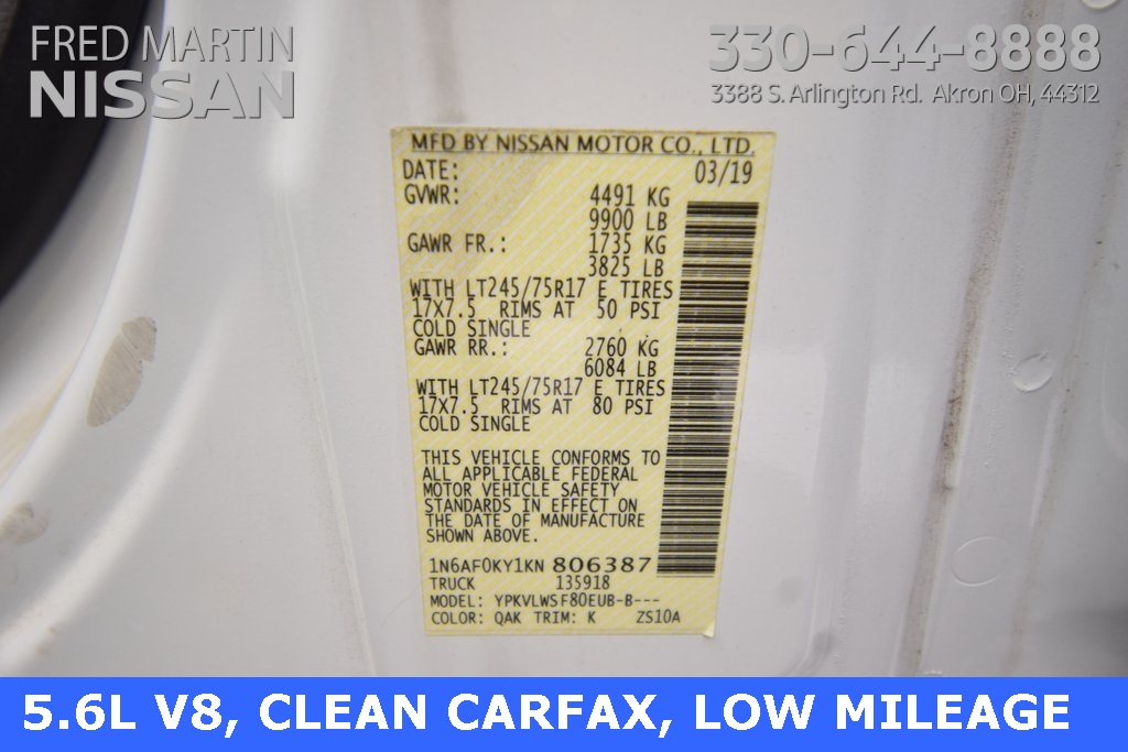 used 2019 Nissan NV3500 HD Cargo car, priced at $37,754