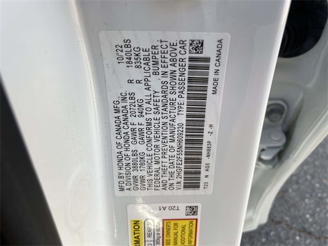 used 2022 Honda Civic car, priced at $21,258
