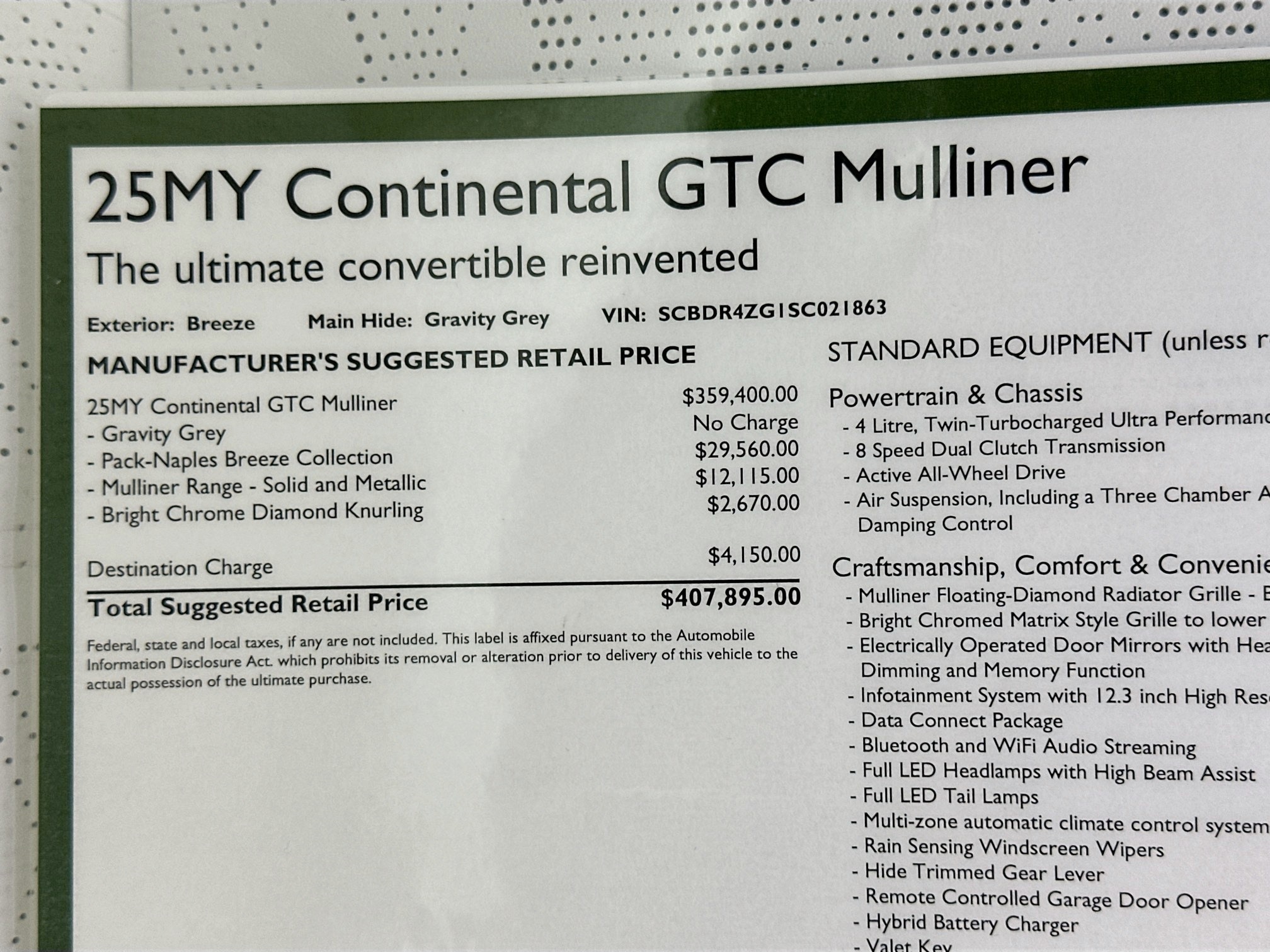 new 2025 Bentley Continental GTC car