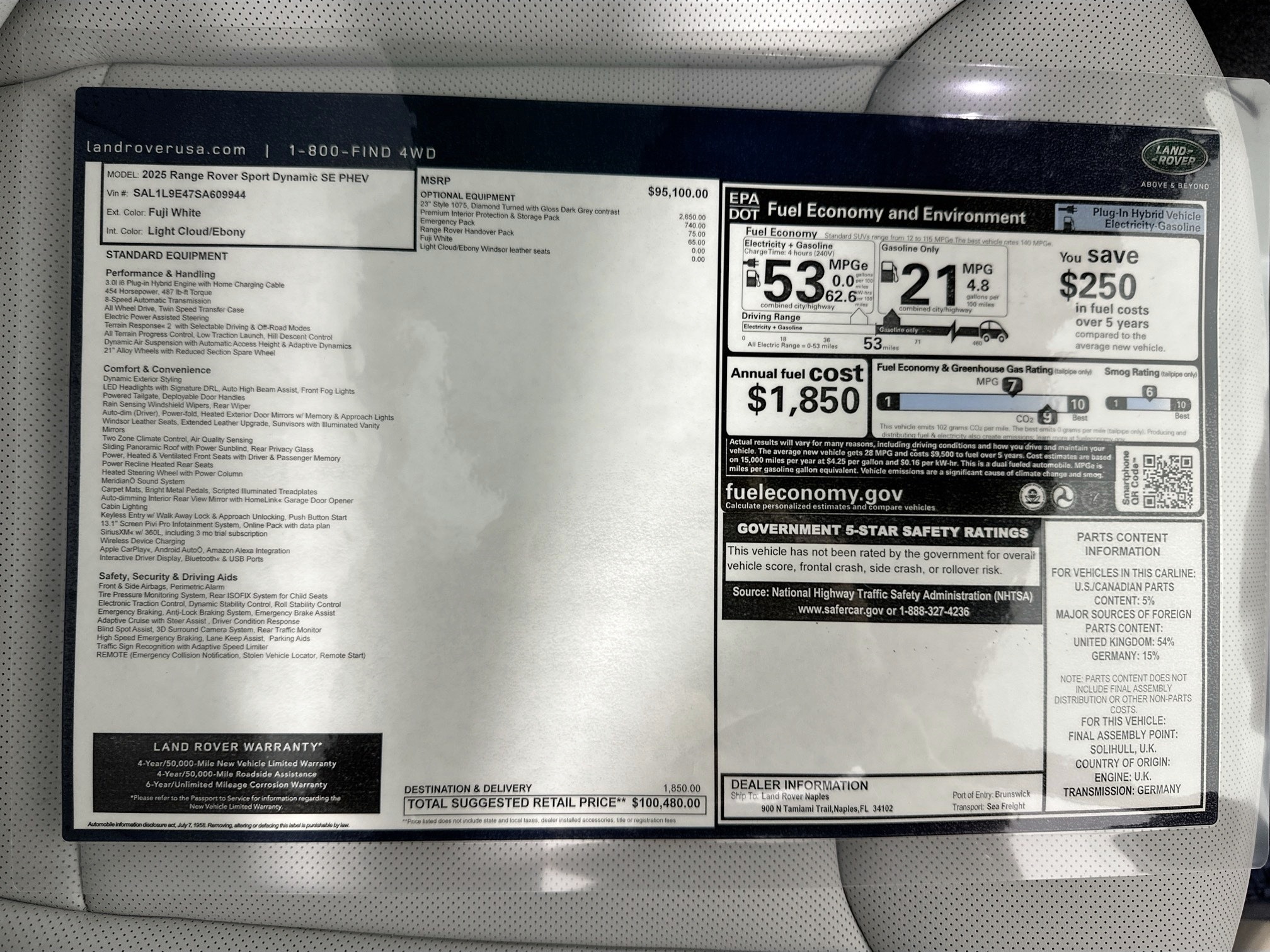 new 2025 Land Rover Range Rover Sport Plug-in Hybrid car, priced at $100,480