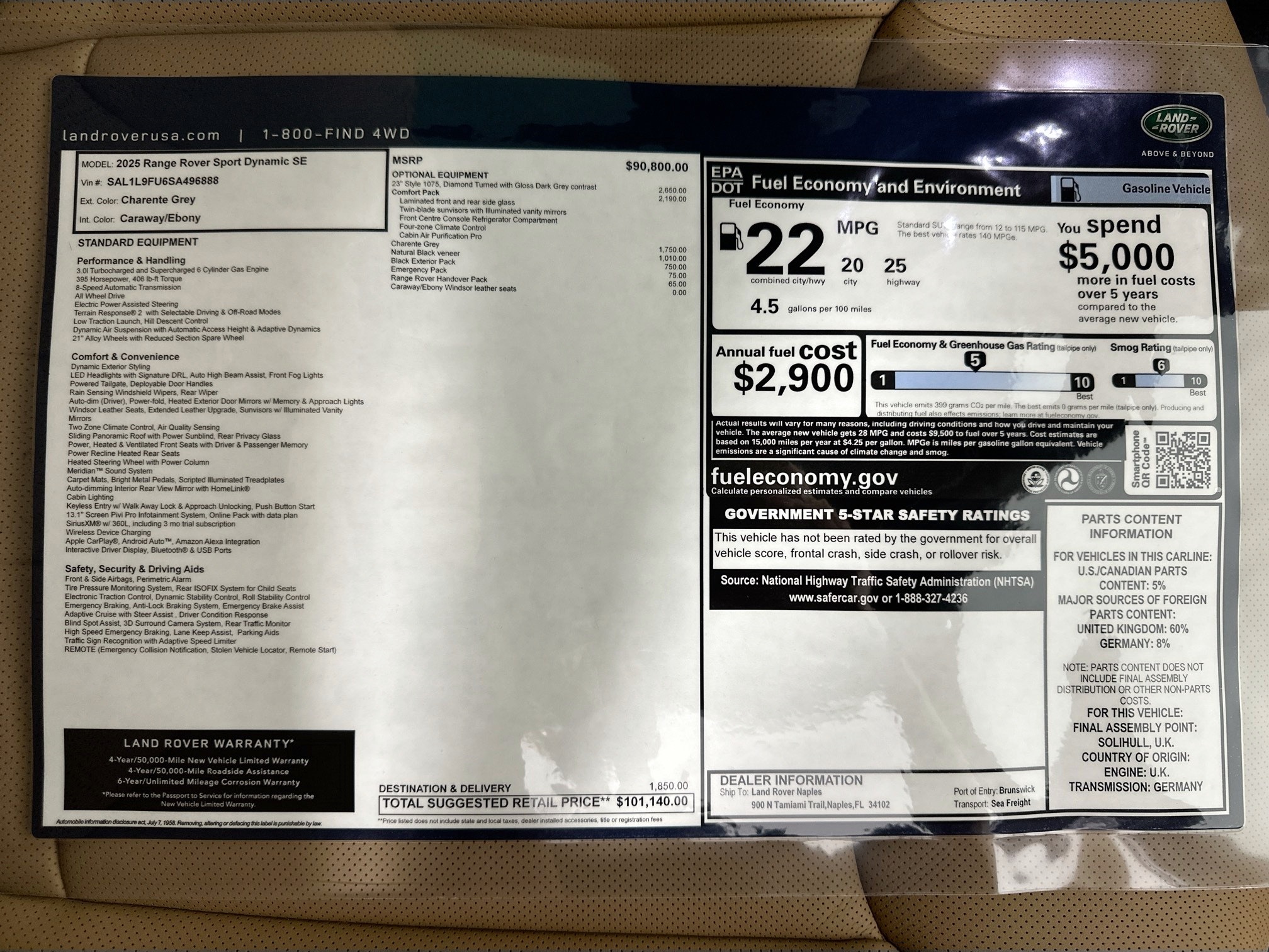 new 2025 Land Rover Range Rover Sport car, priced at $101,140