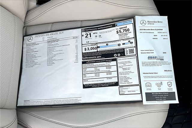 new 2025 Mercedes-Benz GLS car, priced at $97,430