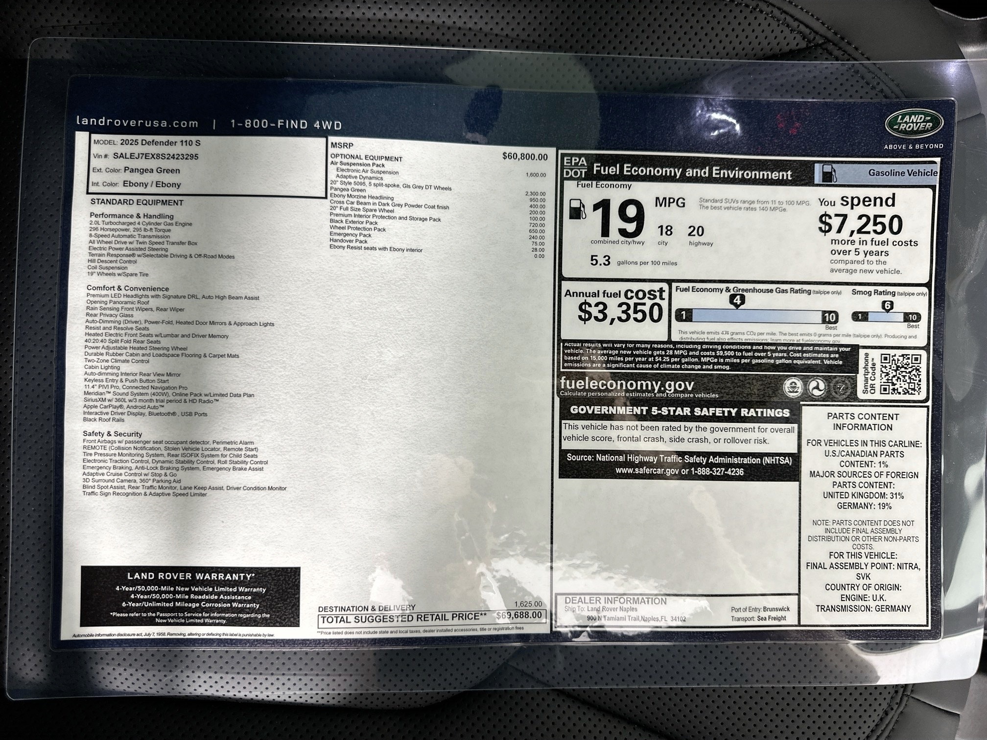 used 2025 Land Rover Defender 110 car, priced at $69,688
